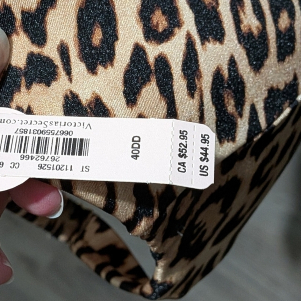 Victoria's Secret Twist Front Bikini & Side Tie Bottoms In Leopard 40DD XXL Set - Picture 7 of 12